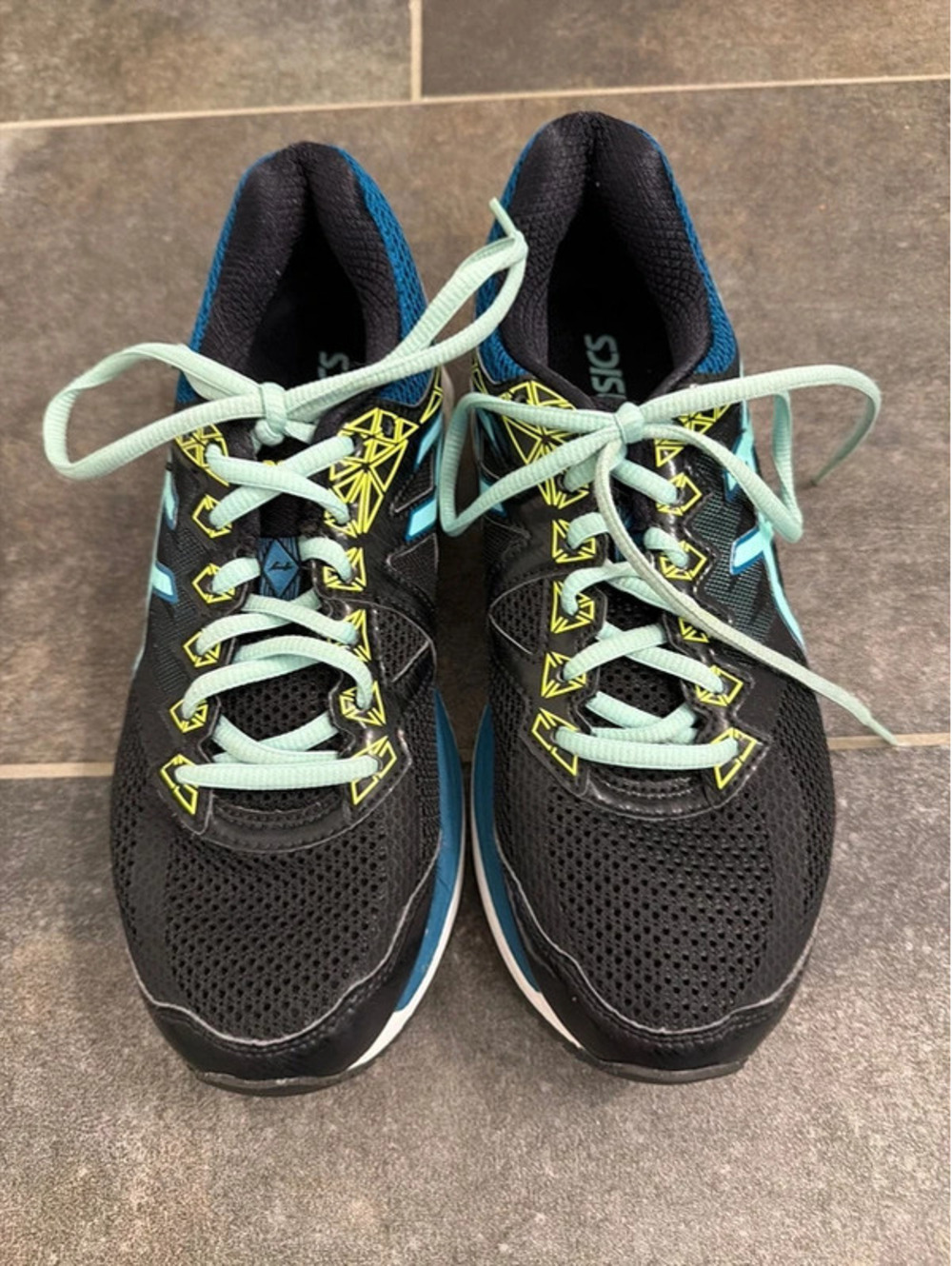 ASICS Women’s US 7.5 Black Blue Running Shoes Athletic Sneakers